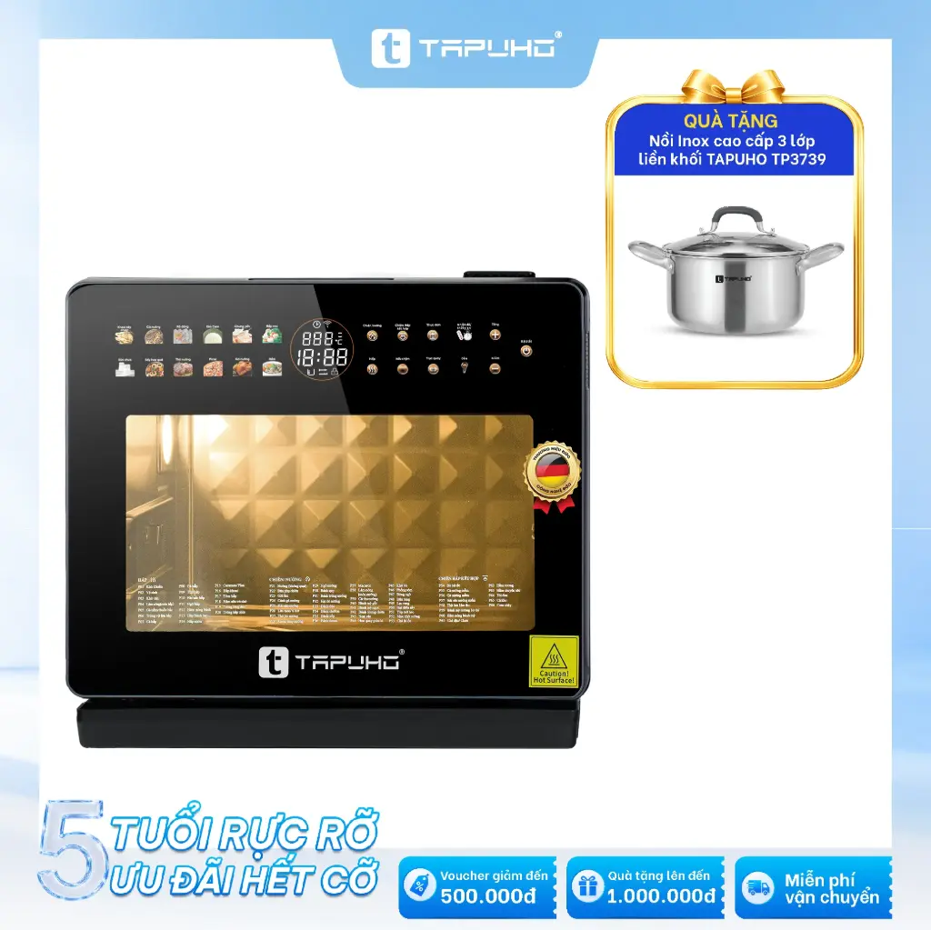 Máy nấu ăn đa năng TAPUHO TMC20 PrimeAI 20L: Tặng Nồi inox TAPUHO TP3739 - 20cm