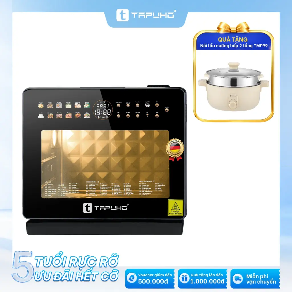 Máy nấu ăn đa năng TAPUHO TMC20 PrimeAI 20L: Tặng Nồi lẩu hấp TAPUHO TMP99