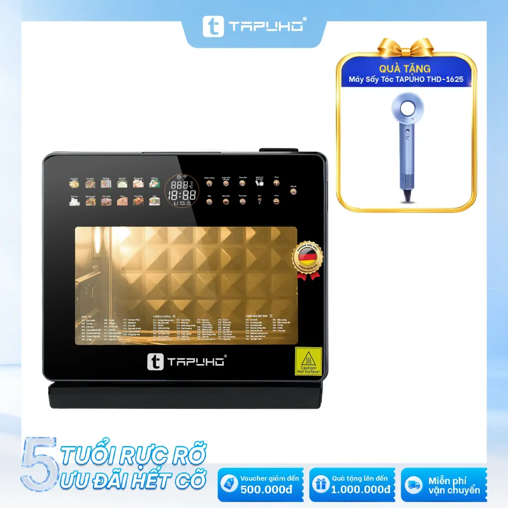 Máy nấu ăn đa năng TAPUHO TMC20 PrimeAI 20L: Tặng Máy sấy tóc TAPUHO THD-1625