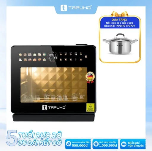 Máy nấu ăn đa năng TAPUHO TMC20 PrimeAI 20L: Tặng Nồi inox TAPUHO TP3739 - 20cm