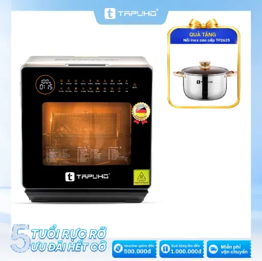 Nồi chiên hơi nước TAPUHO TSF16 SmartX 16L: Tặng Nồi inox TAPUHO TP2625 - 24cm
