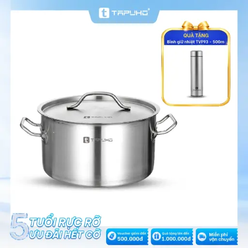 Nồi inox cao cấp TAPUHO TP2425 - 24cm: Tặng Bình giữ nhiệt TAPUHO TVF93
