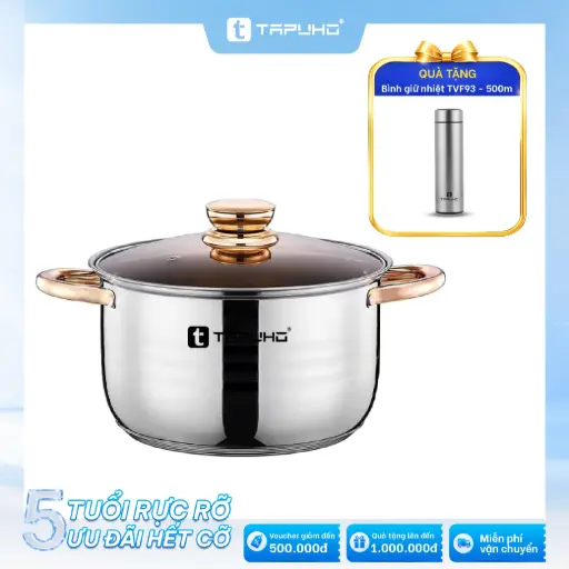 Nồi inox cao cấp TAPUHO TP2625 - 24cm: Tặng Bình giữ nhiệt TAPUHO TVF93