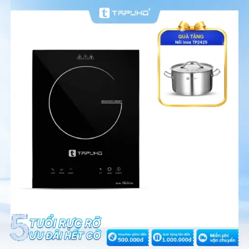 Bếp từ đơn âm TAPUHO TIC99: Tặng Nồi inox TAPUHO TP2425 - 24cm
