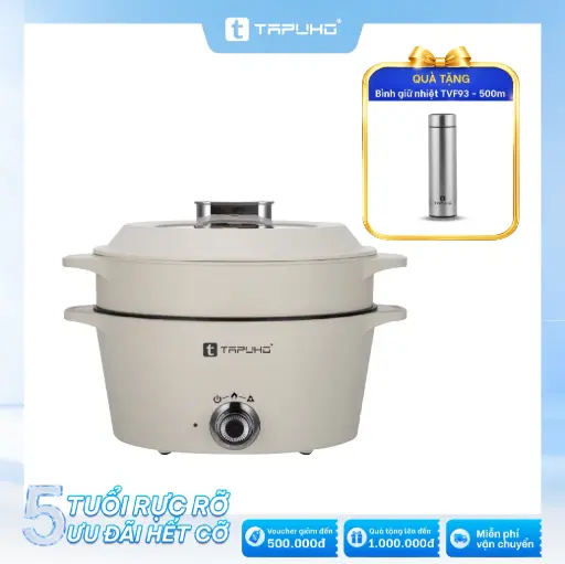 Nồi lẩu hấp đa năng TAPUHO TMP99: Tặng Bình giữ nhiệt TAPUHO TVF93