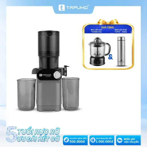Máy ép chậm TAPUHO TSJ66: Tặng Máy vắt cam TAPUHO TCJ400 VITA và Bình giữ nhiệt TAPUHO TVF93