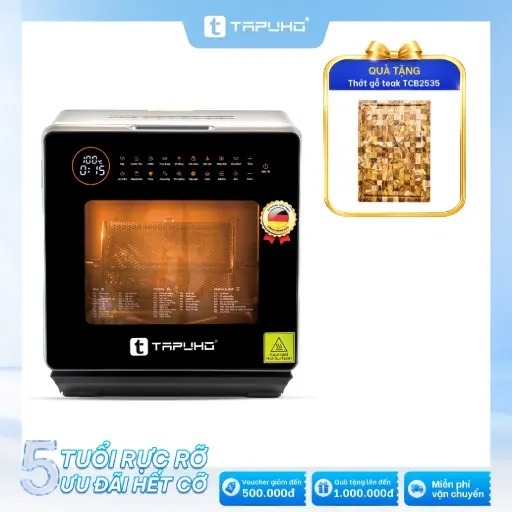 Nồi chiên hơi nước TAPUHO TSF16 SmartX 16L: Tặng Thớt teak TAPUHO TCB2535